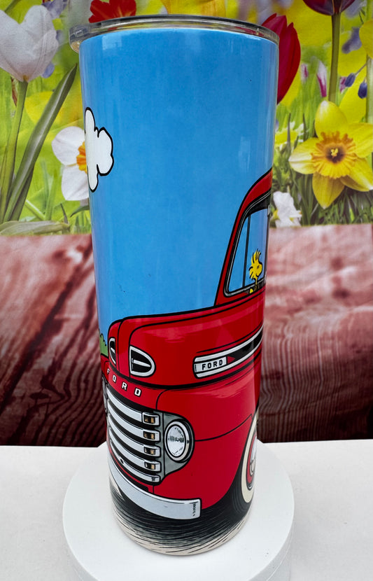 Snoopy and Woodstock 1950 Ford 20 oz Tumbler