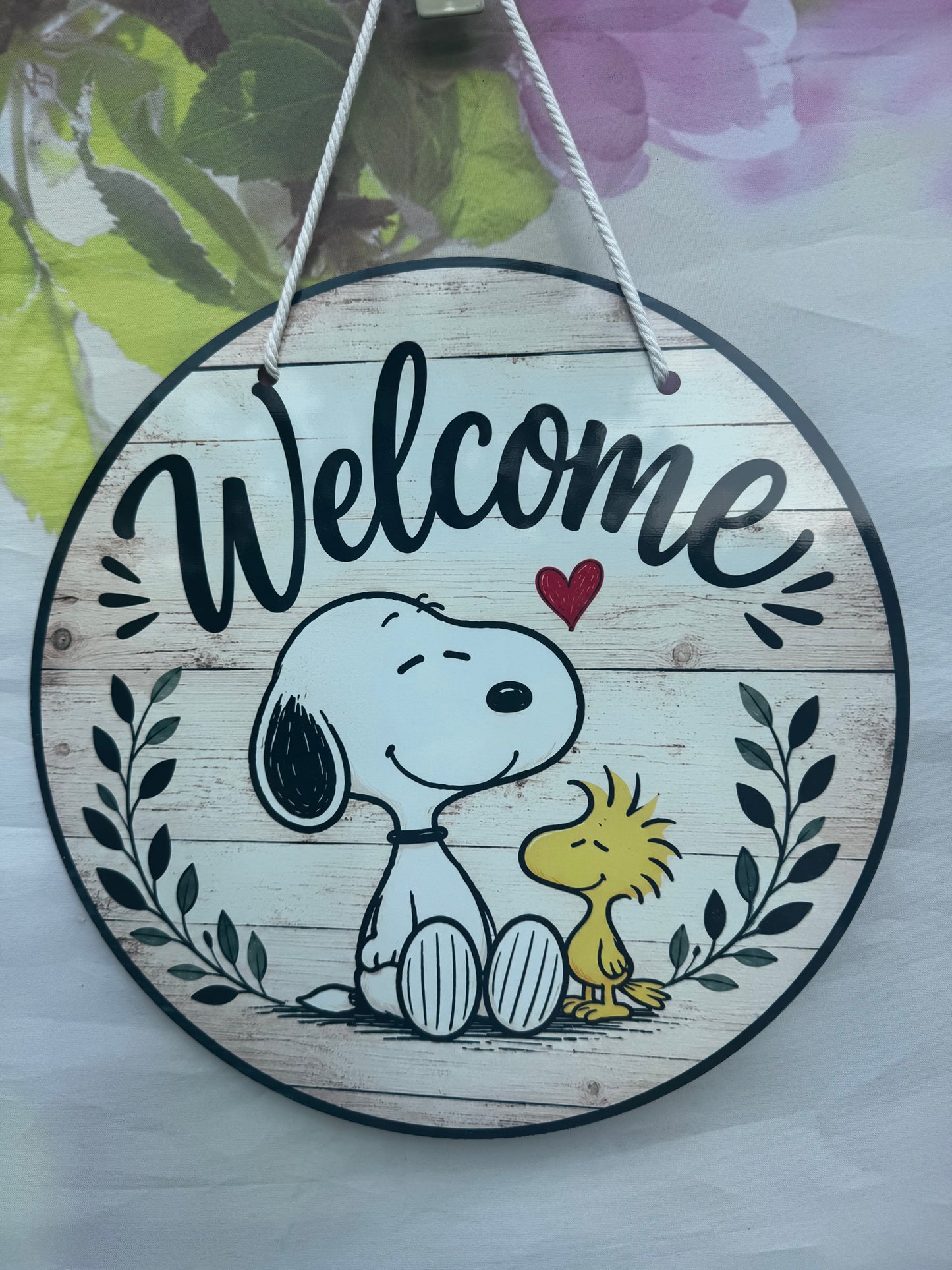 Snoopy and Woodstock 12x12 Welcome sign