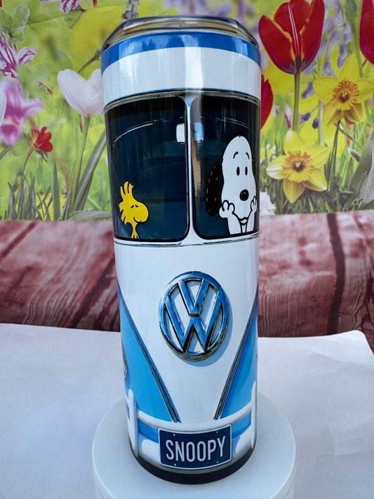 Snoopy and Woodstock Blue 20 oz Tumbler with handle