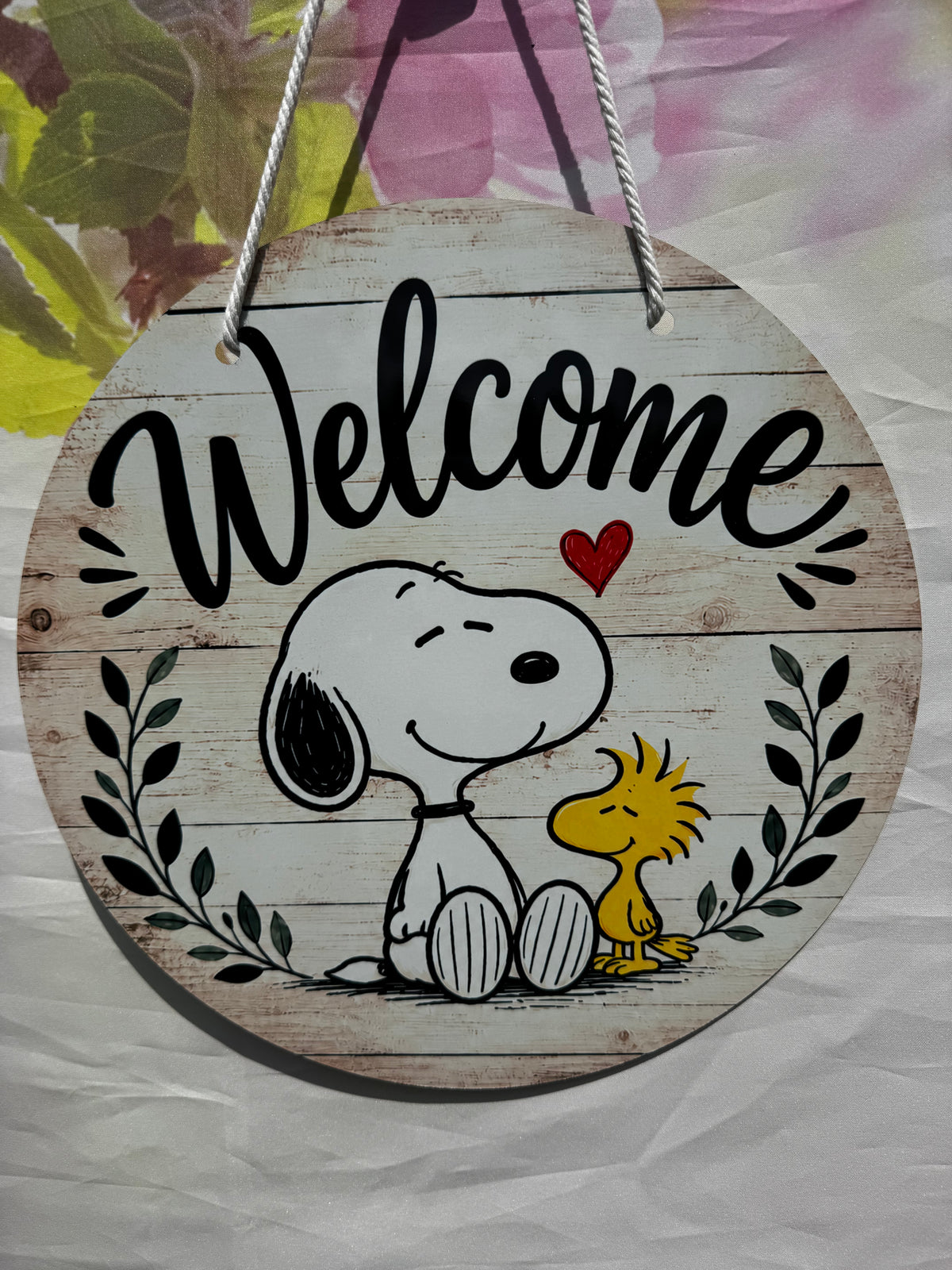 Snoopy and Woodstock 12x12 Welcome sign