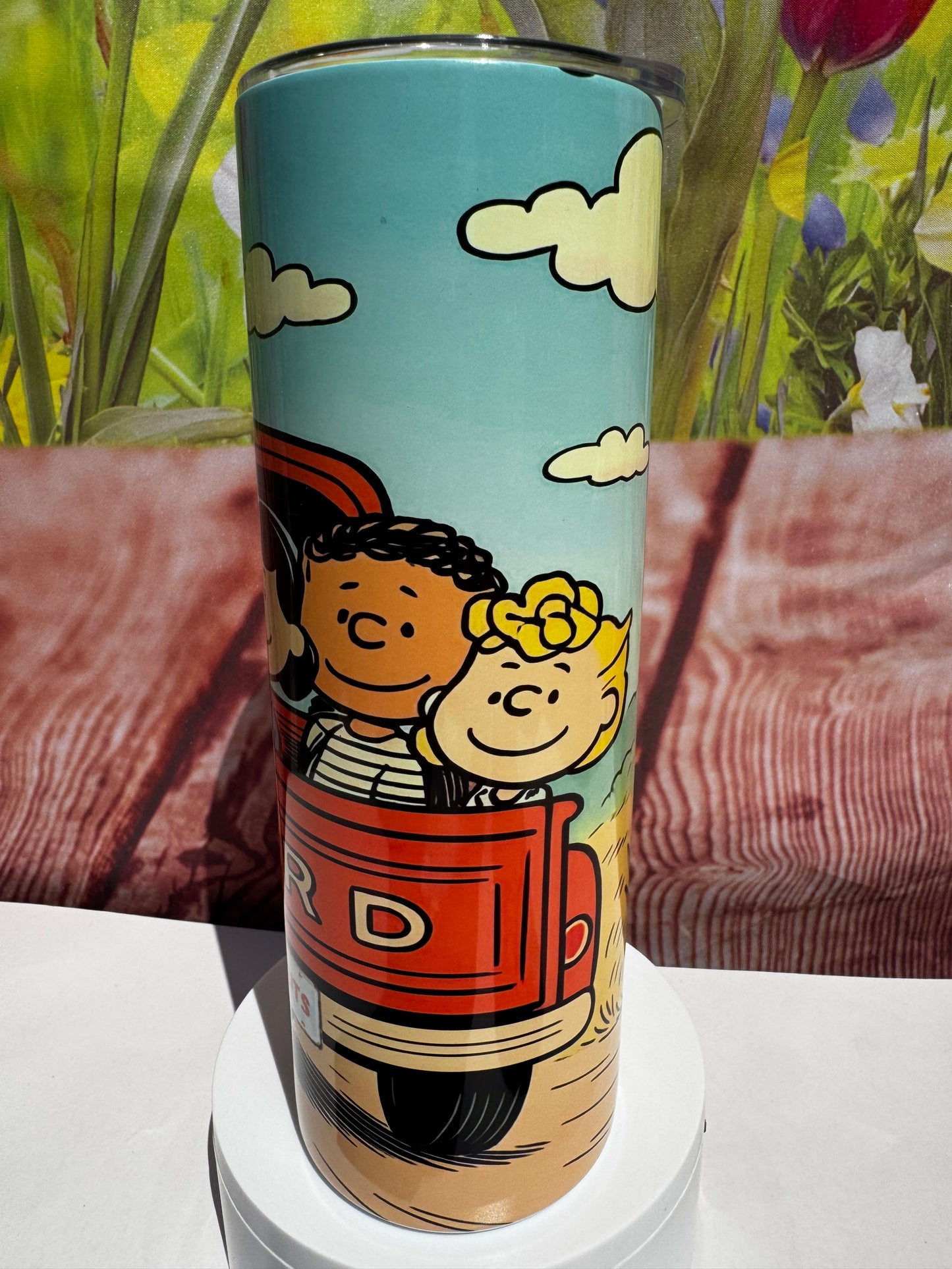 Snoopy and Peanuts Gang in Ford Truck 20 oz Tumbler