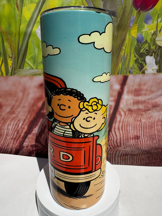 Snoopy and Peanuts Gang in Ford Truck 20 oz Tumbler