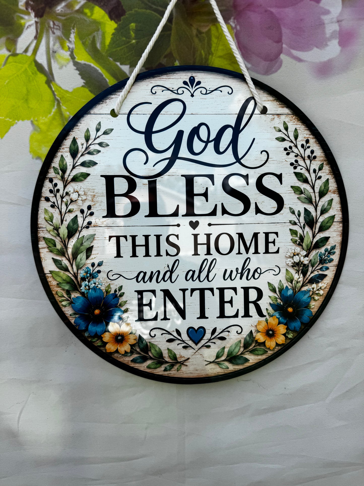God Bless This Home 12x12 Aluminum door sign