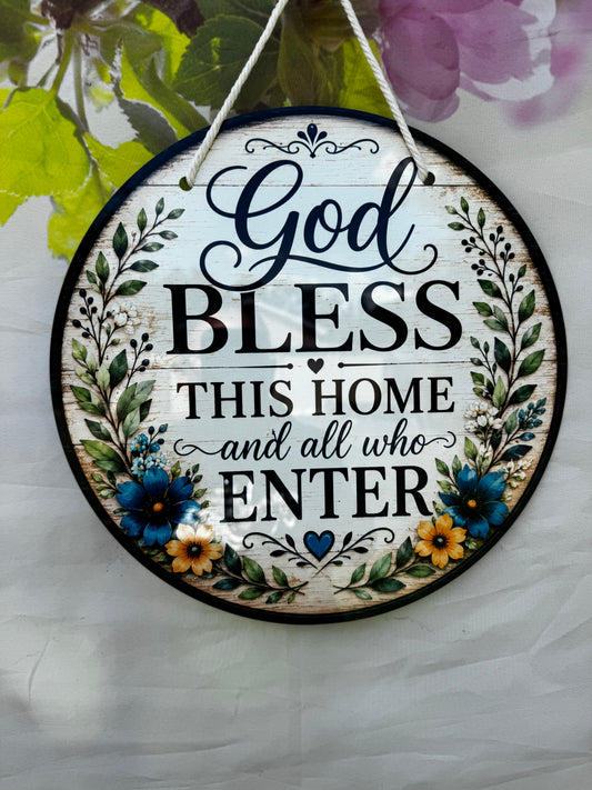 God Bless This Home 12x12 Aluminum door sign