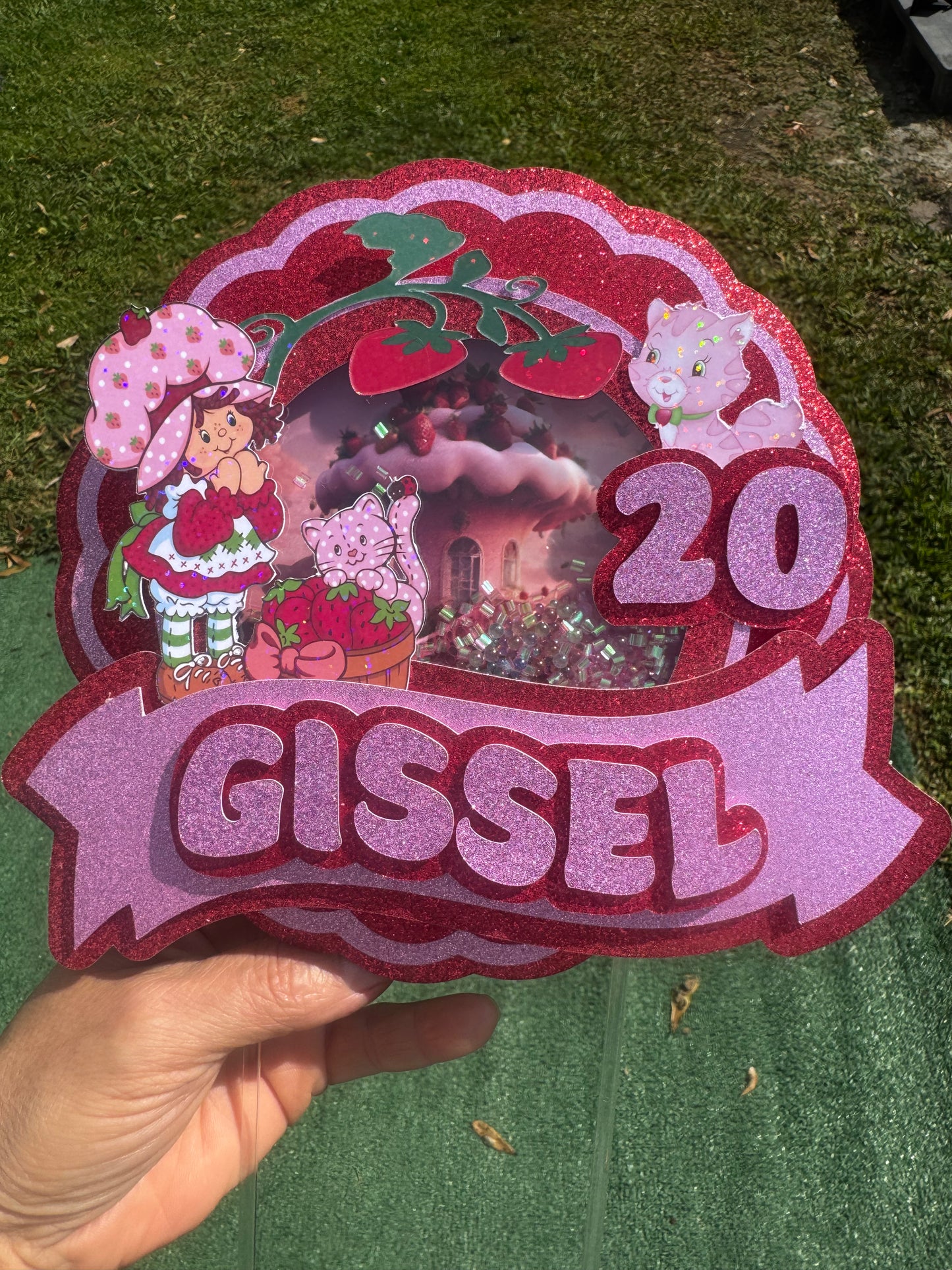 Strawberry Shortcake Cake Topper with shaker