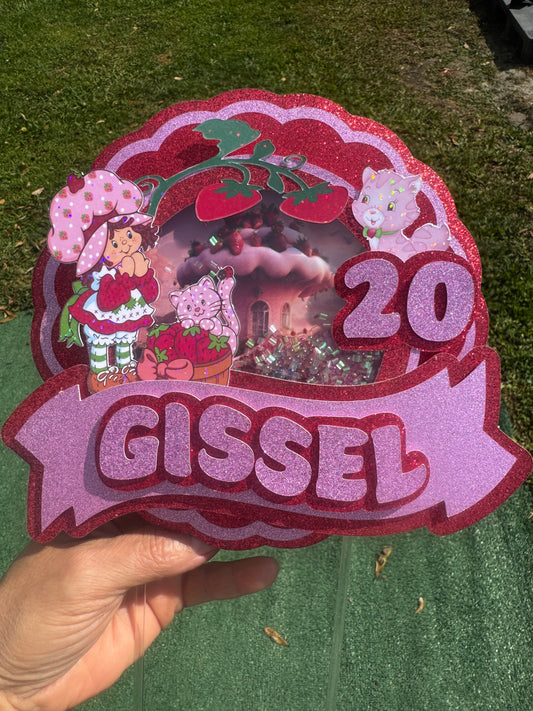 Strawberry Shortcake Cake Topper with shaker
