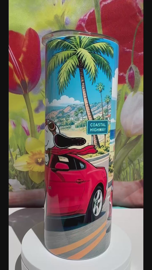 Snoopy and Woodstock Ford Mustang 20 oz Tumbler