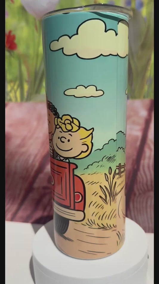 Snoopy and Peanuts Gang in Ford Truck 20 oz Tumbler